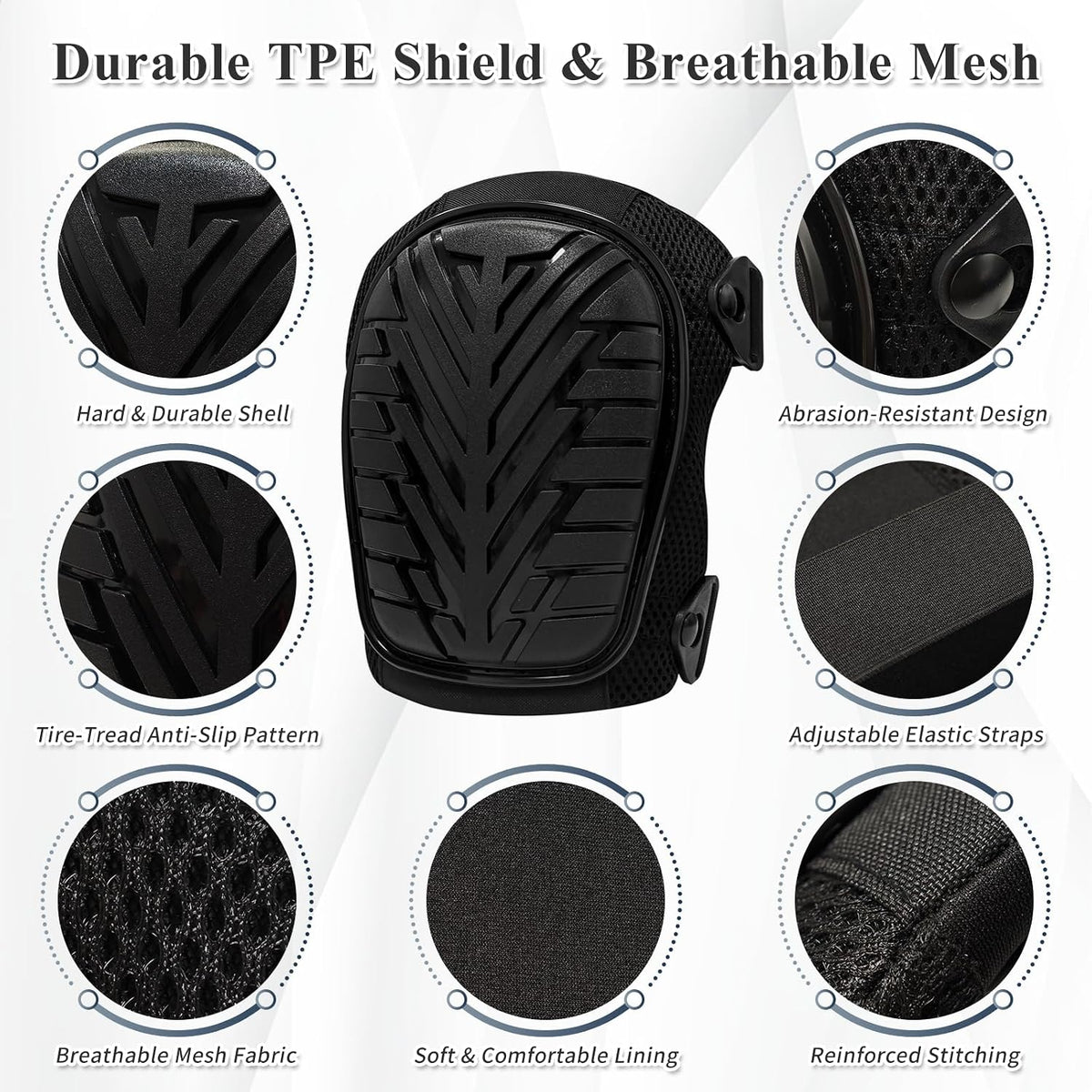 Work Knee Pads TPE Shield Gel Core 1 Pair Breathable Mesh