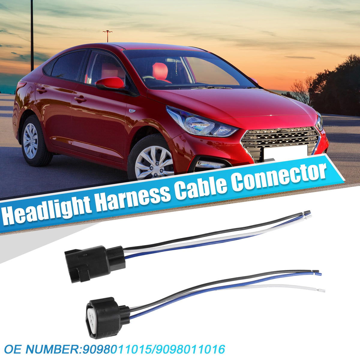 uxcell 1 Set 3 Pin Headlight Harness Connector for Toyota