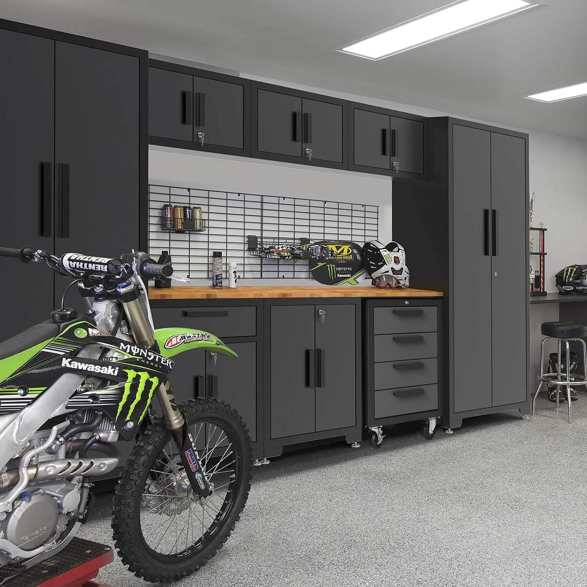Garage Storage Cabinets System, 9 Piece Workshop Cabinet Set in Black