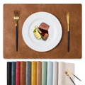 Vinyl Faux Leather Placemats, Set of 4, Reddish Brown