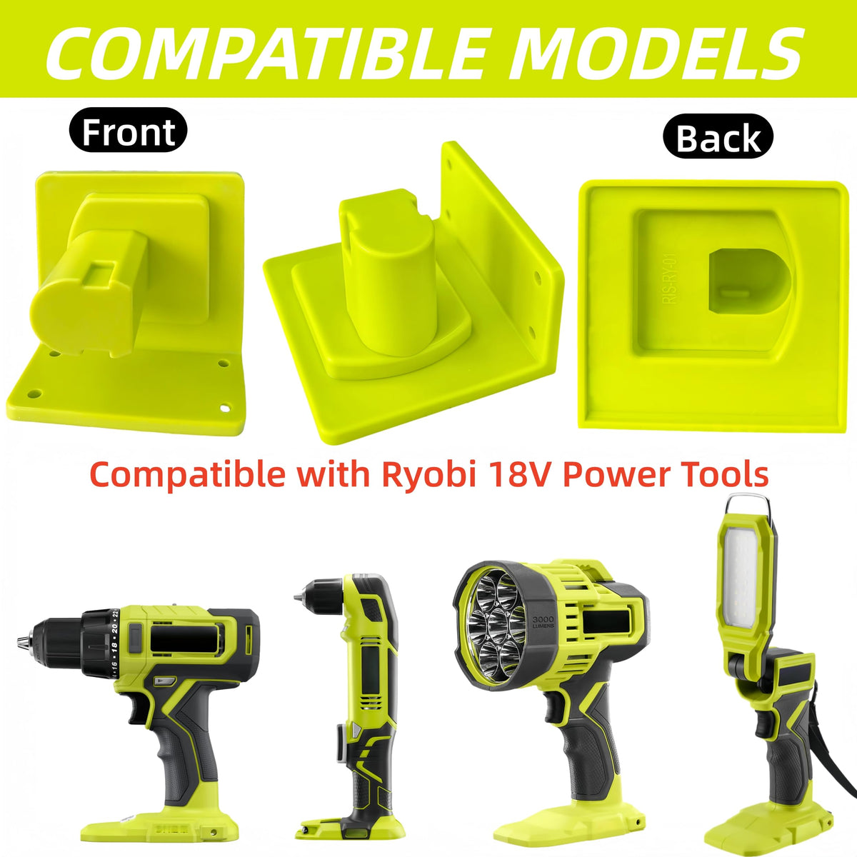 10 Pack Tool Drill Mount Holder Compatible with Ryobi 18V Power Tool