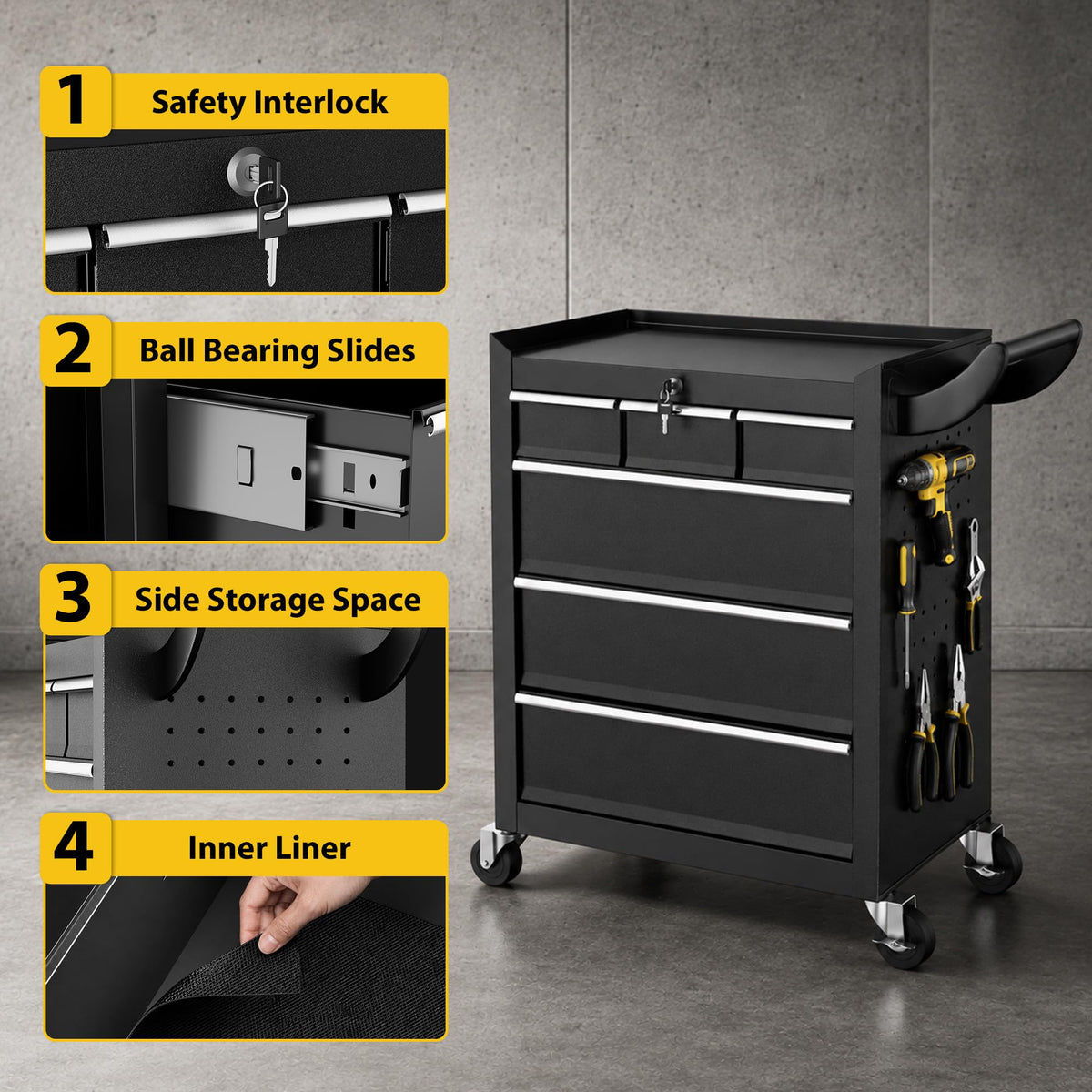 Rolling Tool Chest, 6-Drawers Assembled Tool Box