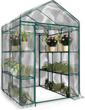 Greenhouse - Walk in Greenhouse with 8 Sturdy Shelves and PVC Cover for Indoor or Outdoor Use - 56 x 56 x 76-Inch