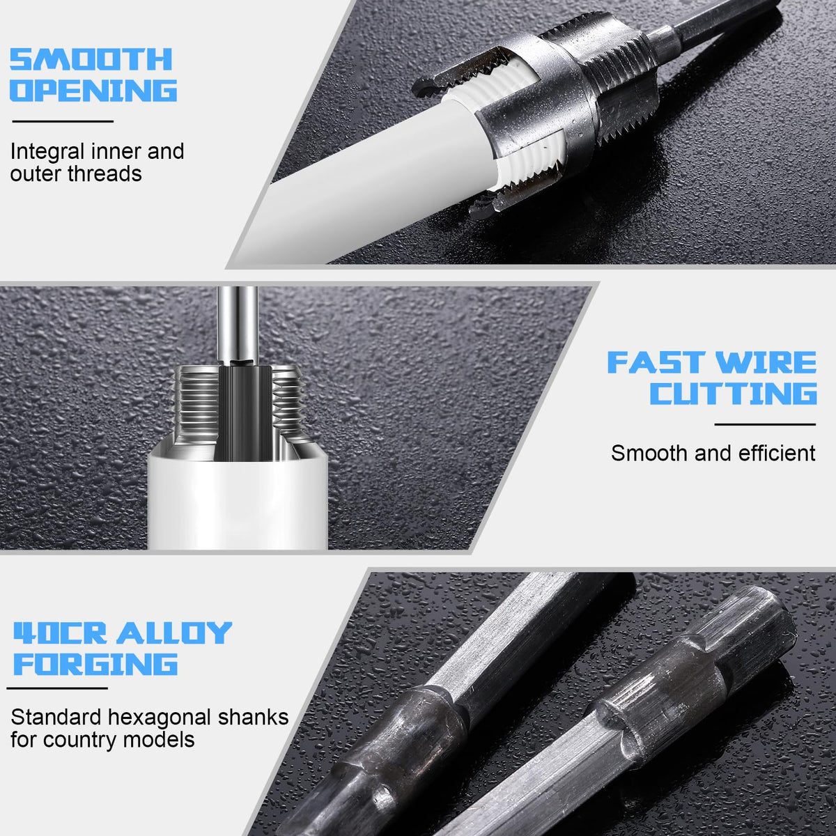 Otoolling 3 Set Pipe Reaming Tool for PVC Threader Kit, 1/2“,3/4”,1”