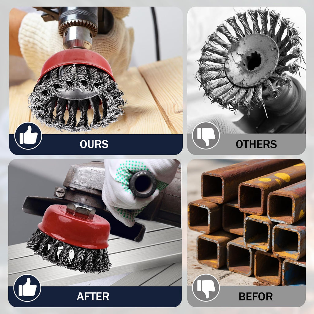 MIKILIKIEN 3 Pack Wire Wheel Brush for Angle Grinder