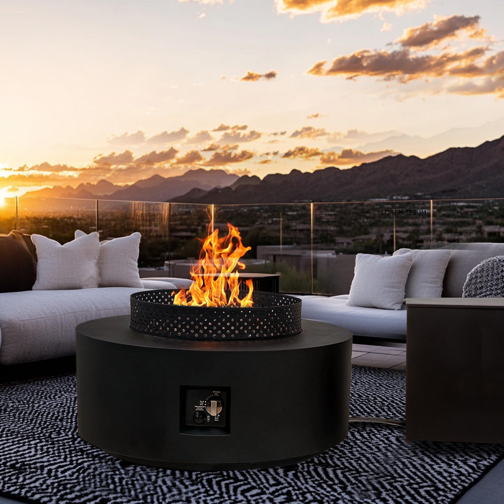 3-Piece Outdoor Gas Fire Pit, 32 Inch Propane Fire Pit Table