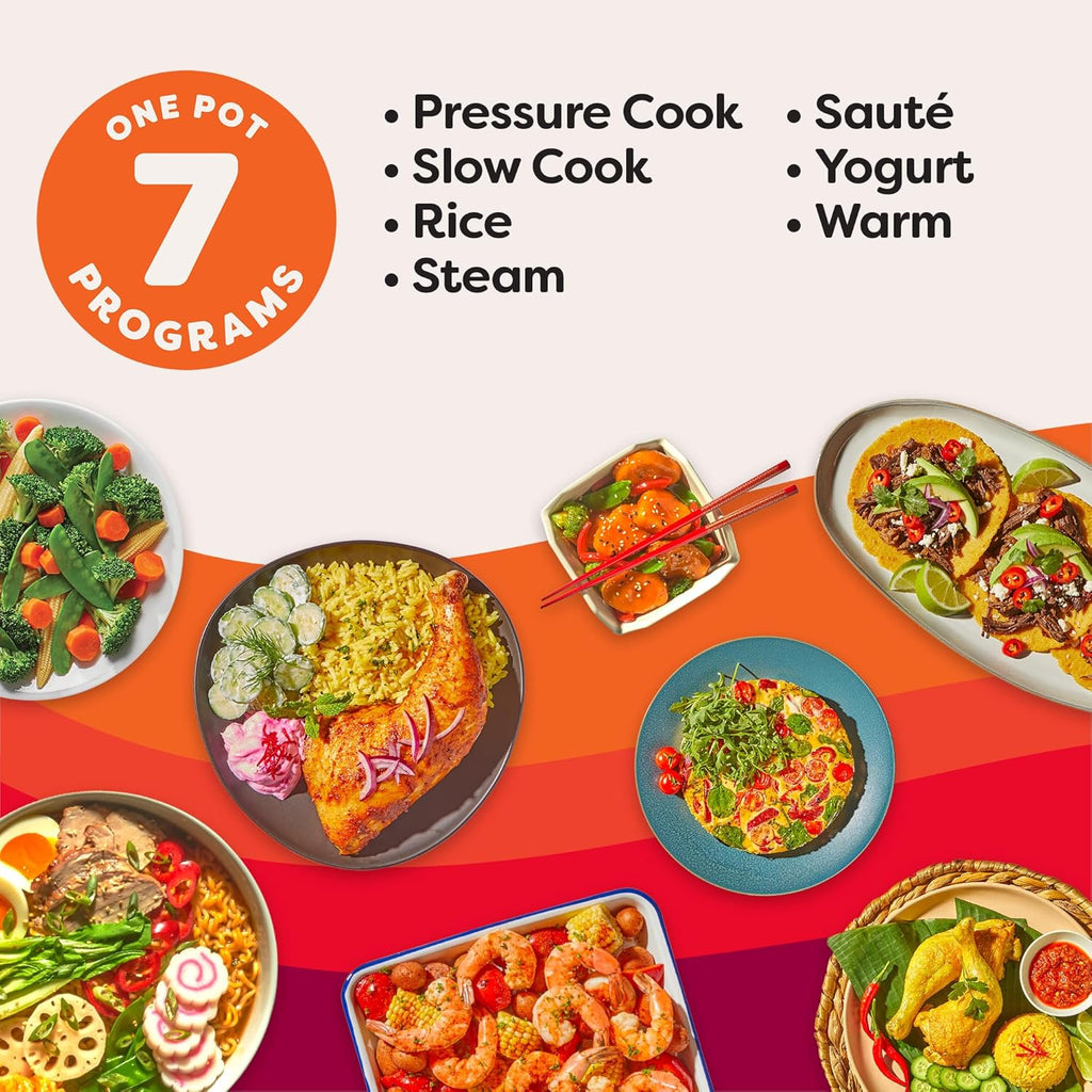Duo 7-in-1 Electric Pressure Cooker, Slow Cooker, Rice, Steamer, Sauté, Yogurt Maker, Warmer & Sterilizer, Includes