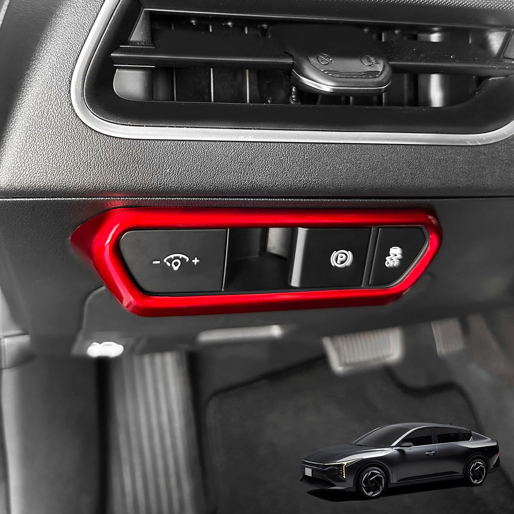 JUIVEEL Headlight Adjustment Switch Button Cover Trim,Front lamp Adjusting Part Cover Compatible with Kia K4 2025-2026 Accessories (Glossy Red Style)
