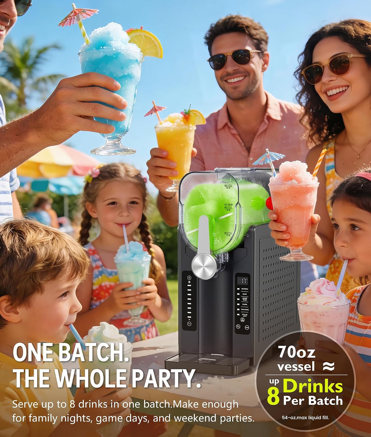 Slushie Machine: No Ice Needed Slushy Machine for Home, 6 Preset, Real-Time Temp Display, Auto-Clean | Frozen