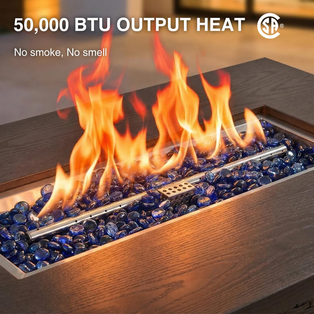 42 Inch Rectangular Propane Fire Pit Table with 50,000 BTU Output
