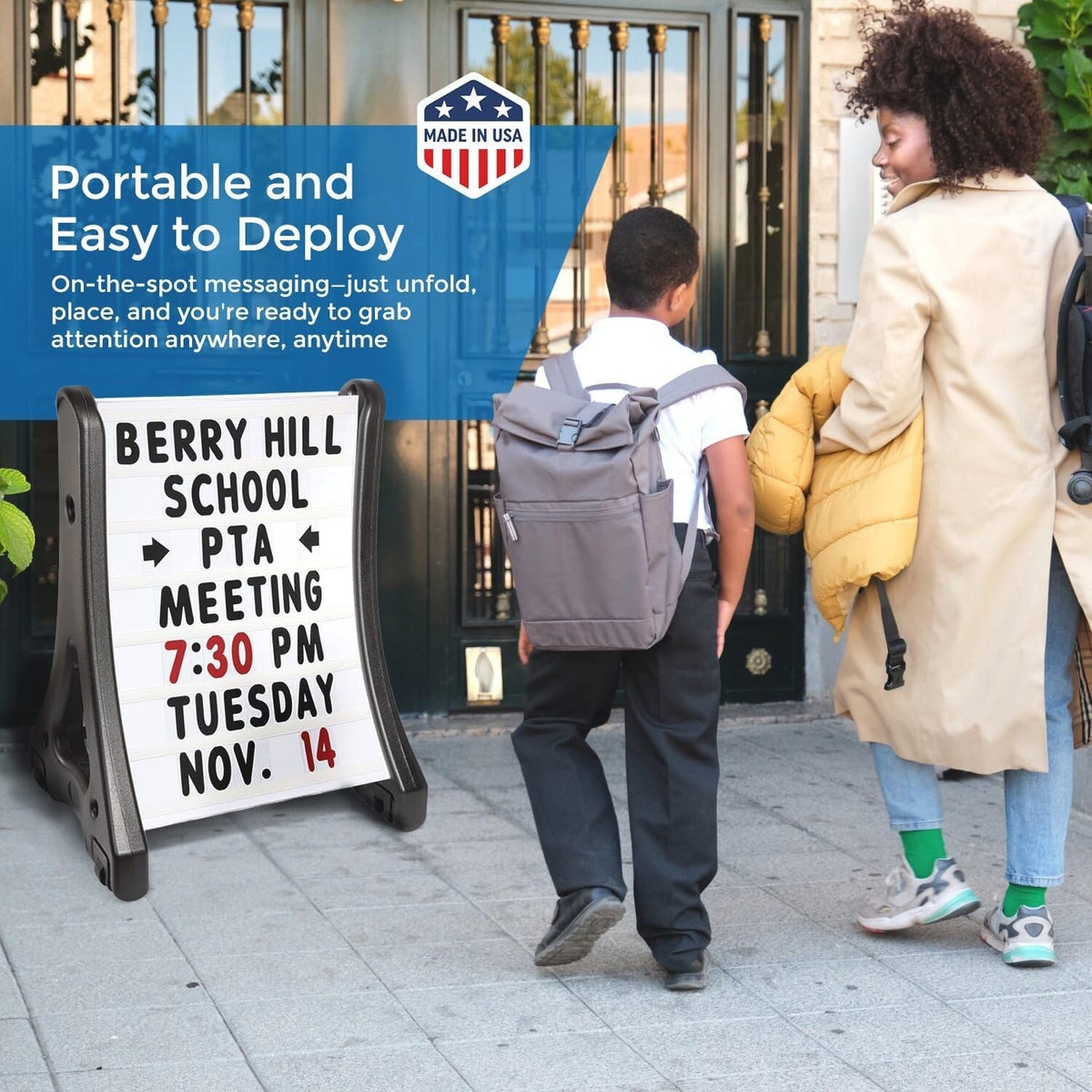 24"x36" Changeable Message Board Sidewalk Sign, Standard Portable A-Frame Sign & Letter Kit for Outdoor, Business