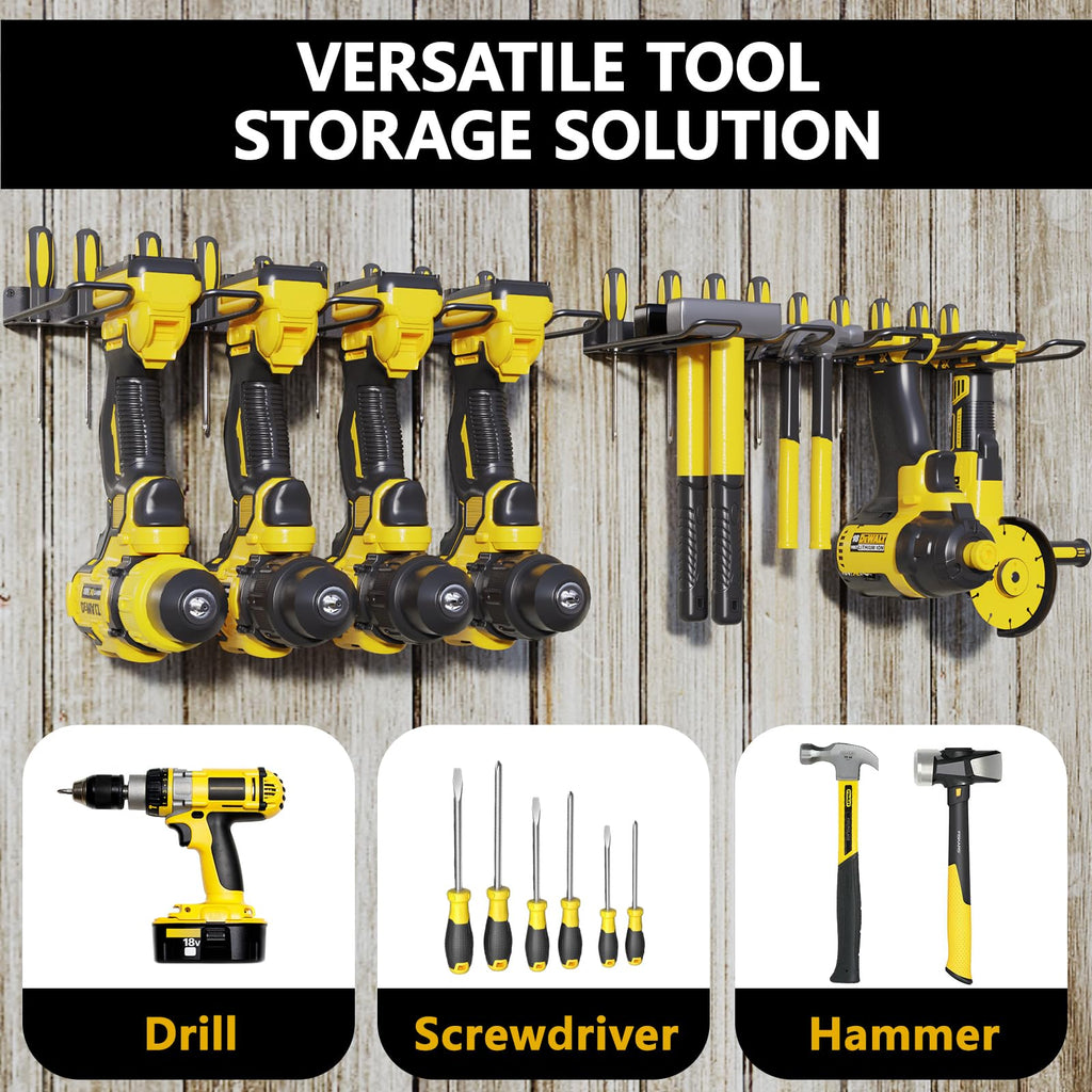 2 Pack Drill Holder, Power Tool Organizer Wall Mount, Heavy Duty Garage Storage and Tool Organizer, Ideal Garage
