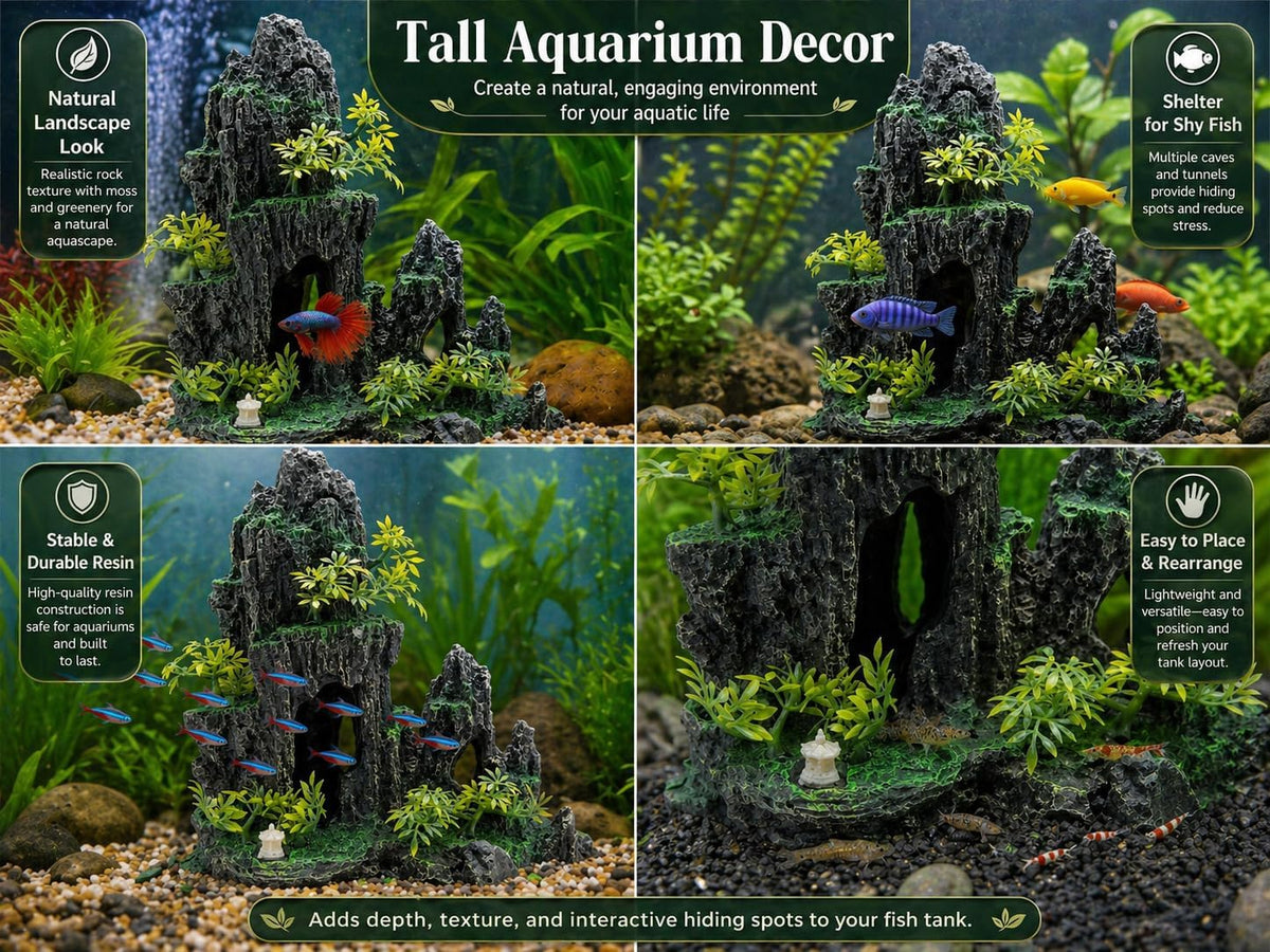 Large Aquarium Decorations and Tall Aquarium Decor