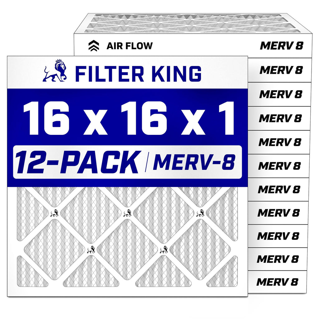 16x16x1 Air Filter MERV 8, AC Furnace Filters (12-Pack)