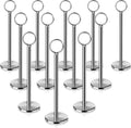 Ring-Clip Table Number Holder / Place Card Stand, 8 Inch, Silver, Set of 12