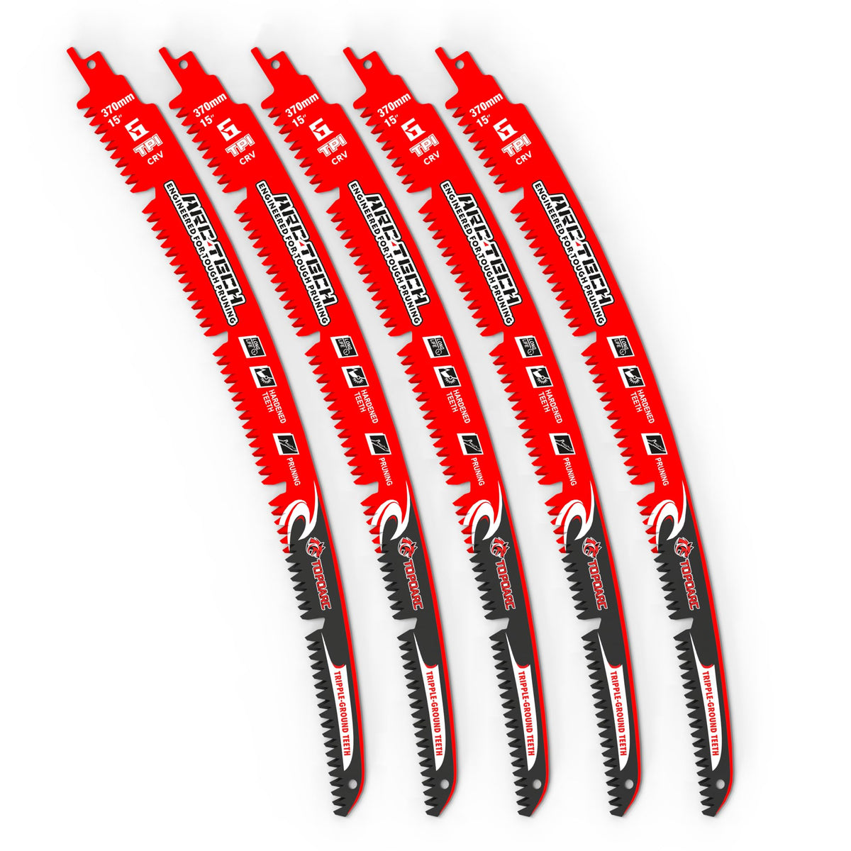 Arc Edge Reciprocating Saw Blades, 15-Inch 6TPI for Tree Trimming, 5-Pack
