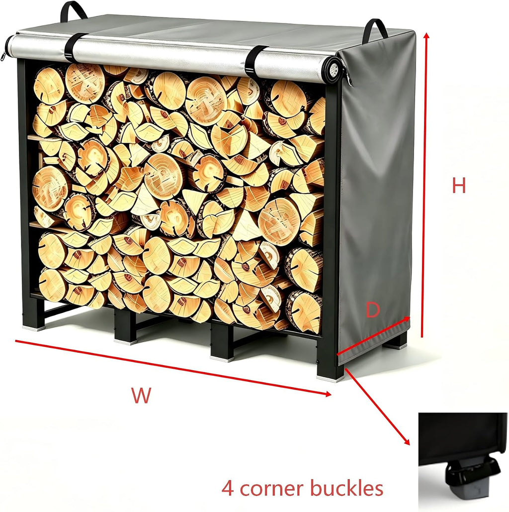 500D Firewood Rack Holder Cover,14" D x36 W x46 H,Gray | Log Stand Stacker Holder Cover Compatible with Artibear 3FT