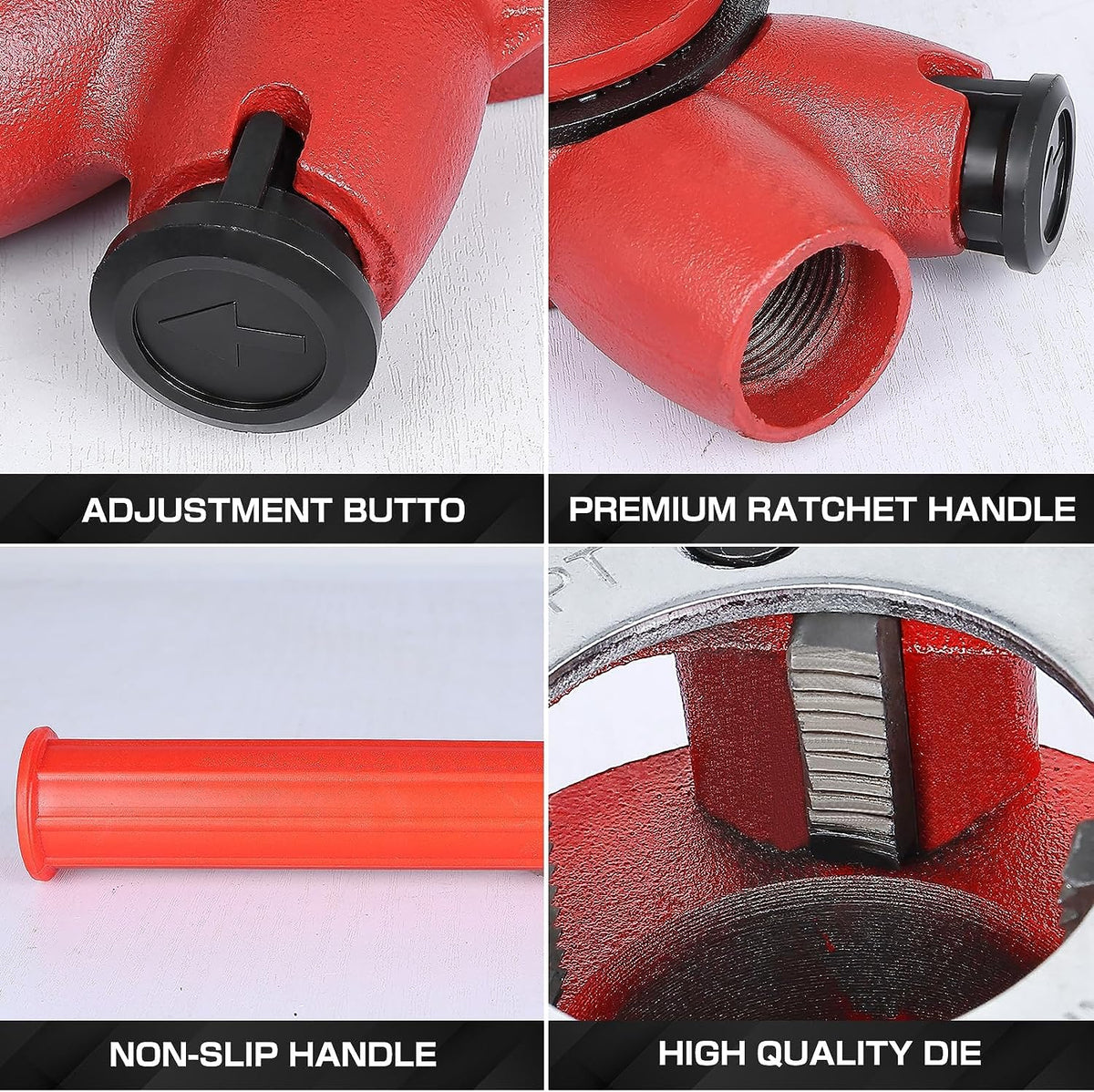 Yaegoo Ratchet Pipe Threader Kit with 4 Dies, 1/2" 3/4" 1" 1-1/4" NPT