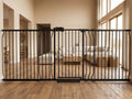 86-105" Extra-Wide Adjustable Hardware/Pressure-Mounted Pet & Child Safety Gate with Dual-Lock Walk-Through Swing Door for Stairs, Hallways & Wide Doorways