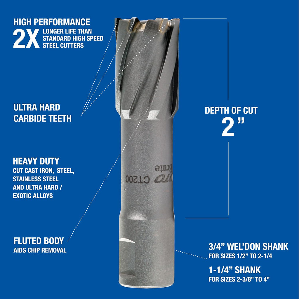 Champion Cutting Tool RotoBrute High Performance CT200-1/14 Carbide Tipped Annular Cutter (1-1/4 inch diameter x 2 inch depth of cut)