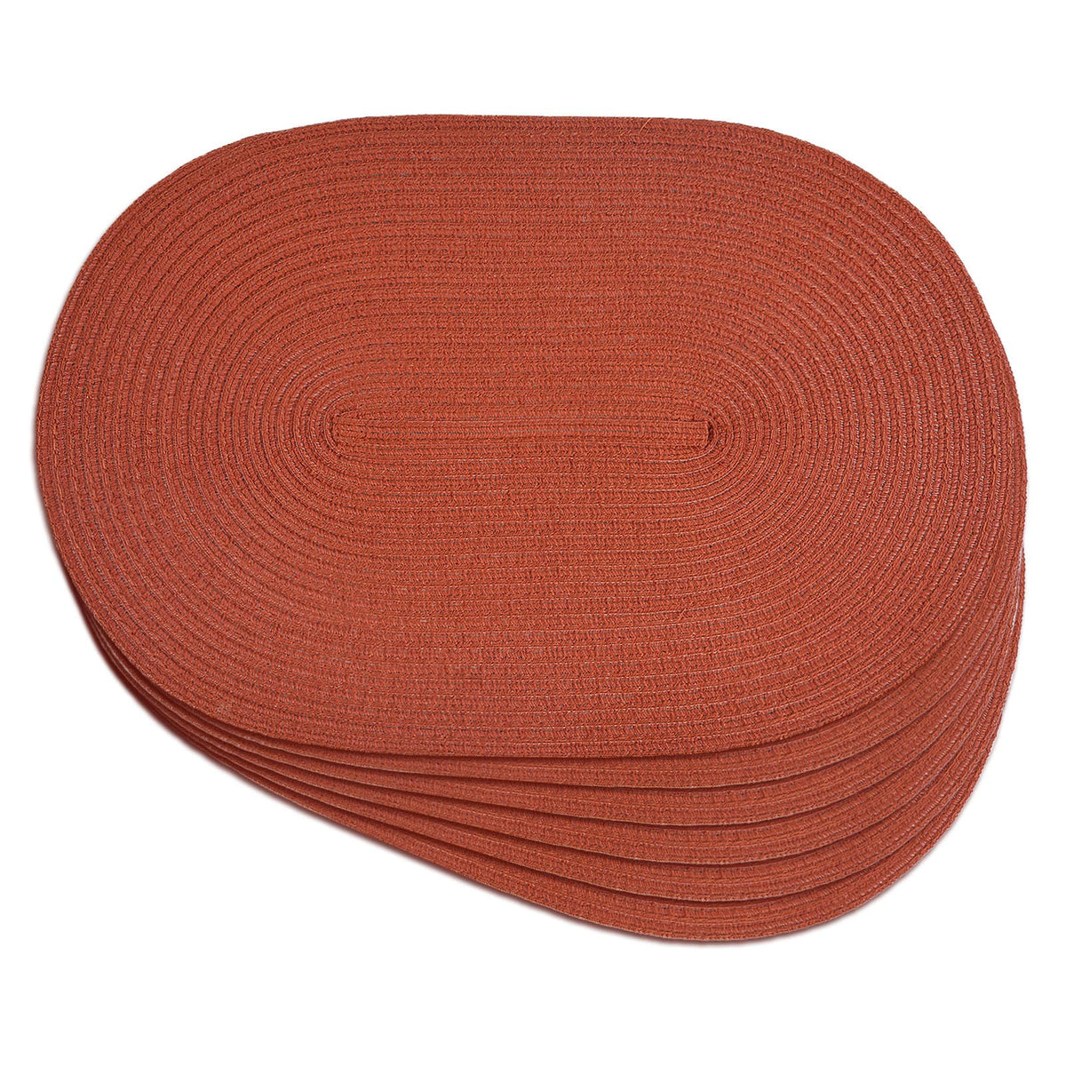 Placemats Set of 6, Woven Oval Braided Dining Table Mats(Rust Orange)
