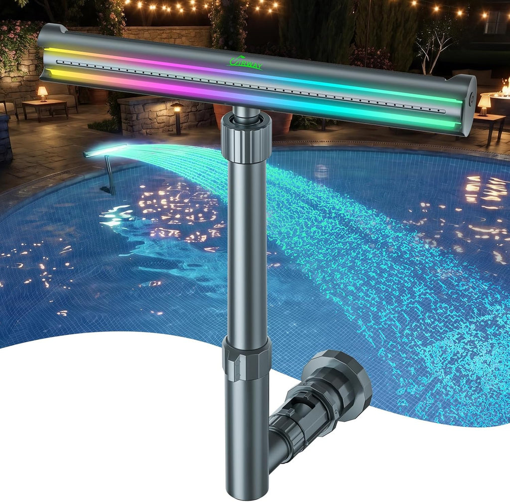 Solar Pool Fountain F5 Pro, Dual Light Strip 52 Ultra-Bright LEDs Unique Design, 10 Colors Pool Lights with 4 Modes
