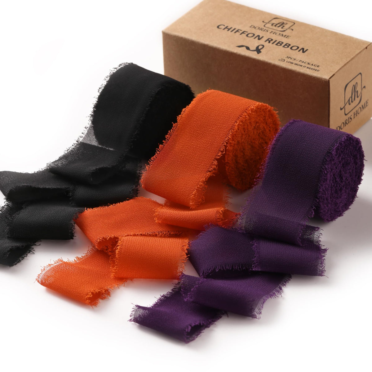 Halloween Fringe Chiffon Ribbon 1" x 21Yd Orange & Purple