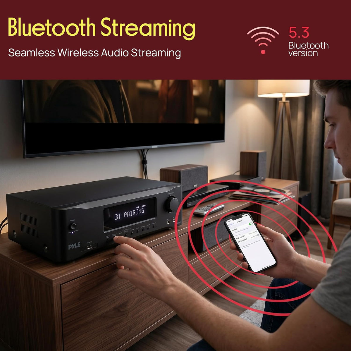 9.1 Channel AV Receiver | Audio Amplifier with Subwoofer Output, HDMI 2.1, Bluetooth Streaming | Surround Sound
