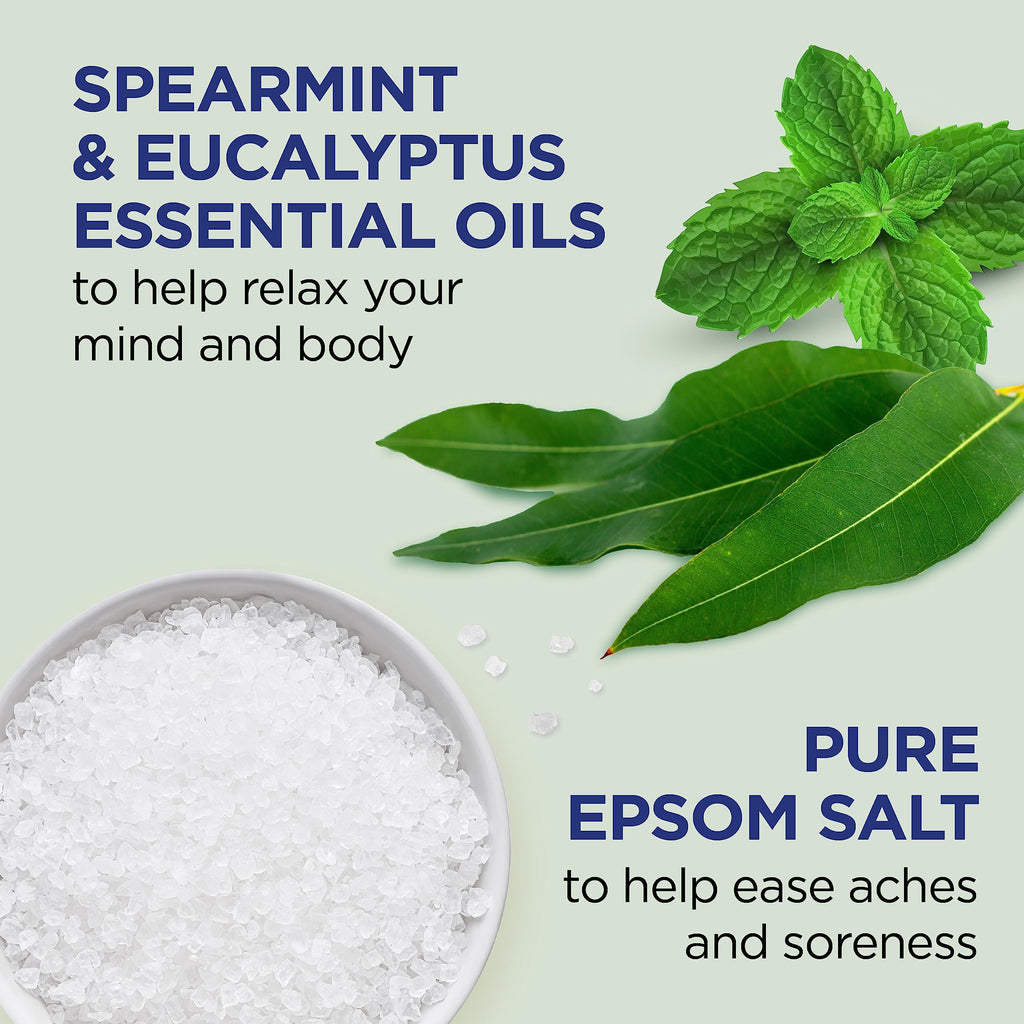 Foaming Bath with Pure Epsom Salt, Relax & Relief with Eucalyptus & Spearmint, 34 fl oz (Pack of 4)