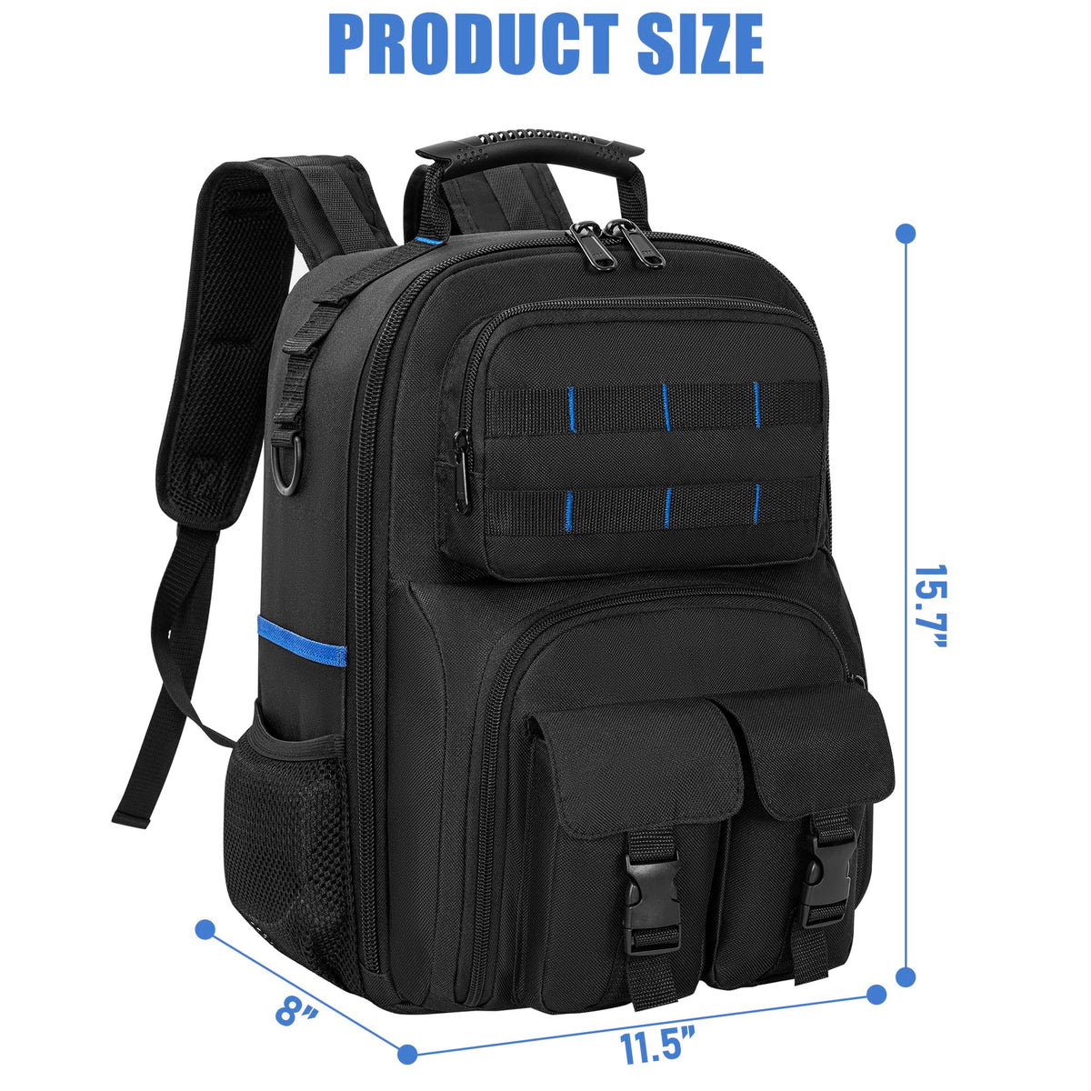Tool Backpack for Men with Removable Tool Organizer, Black&Blue