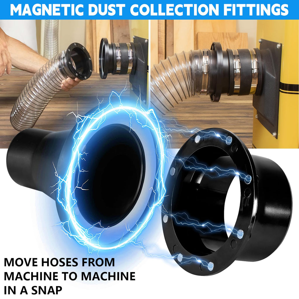 Magnetic Dust Collection Fittings Kit 4" & 2.5" Hose Adapter Set