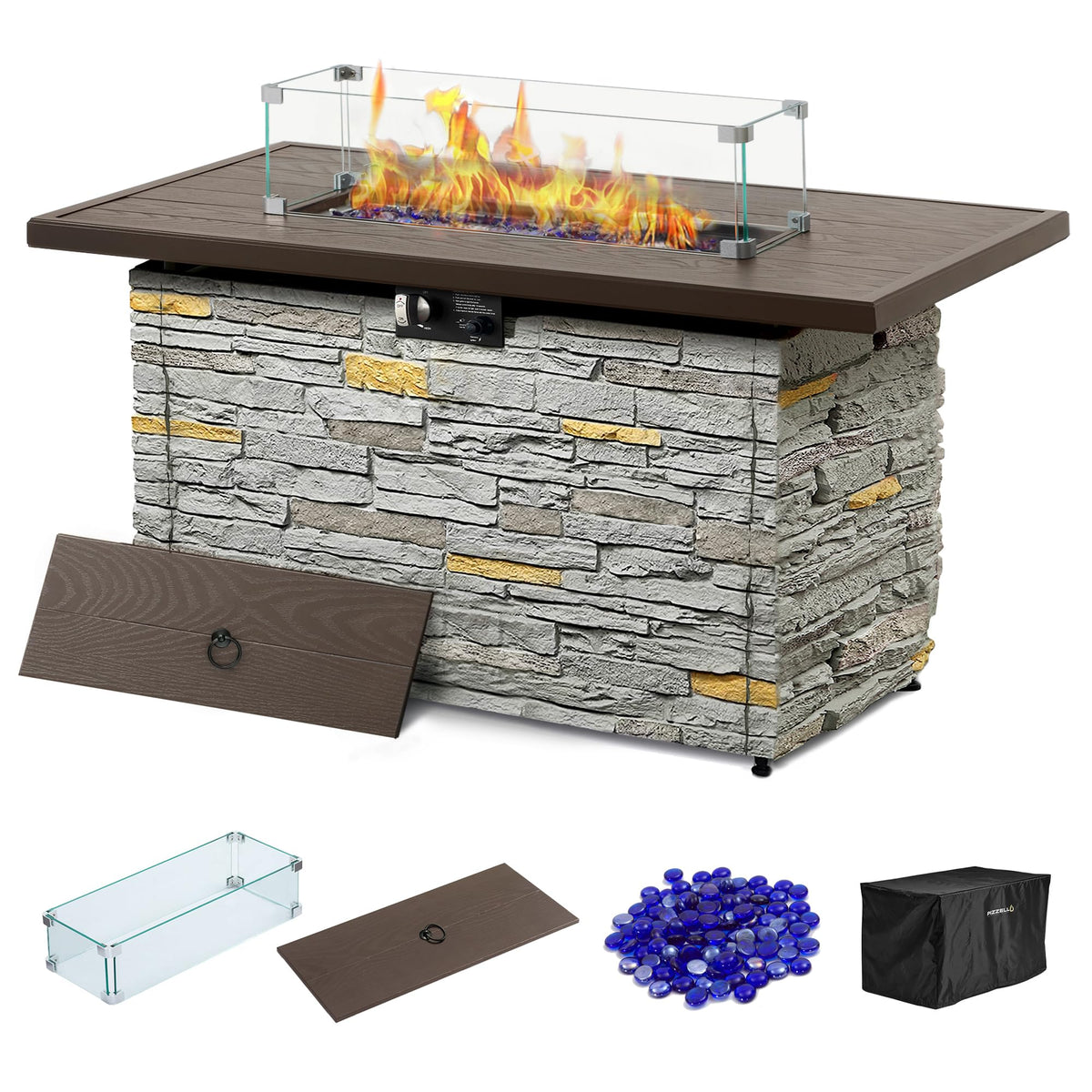 43" Propane Fire Pit Table, 50,000 BTU Outdoor Gas Firepit Table