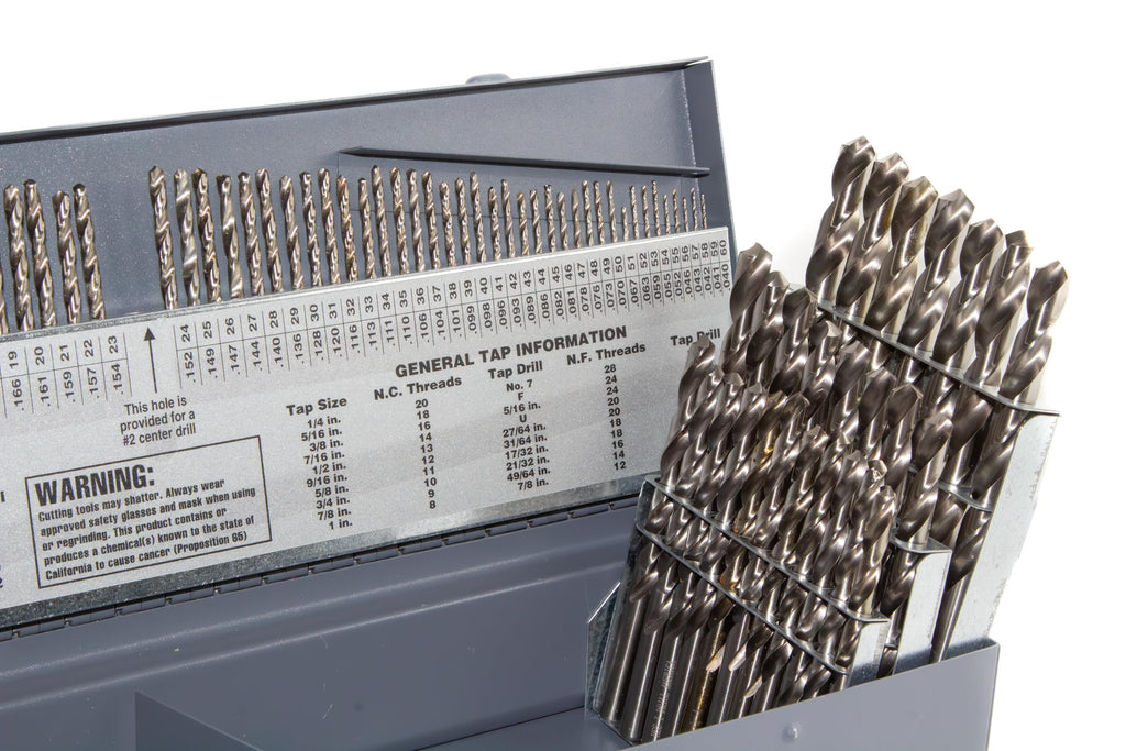 Drill America 115 Piece High Speed Steel Drill Bit Set with Bright Finish (1/16"-1/2", A-Z, #1-#60), D/AP Series