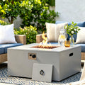 32" Gas Fire Pit Table Outdoor Square Propane Fire Pit Table No Tank Holder