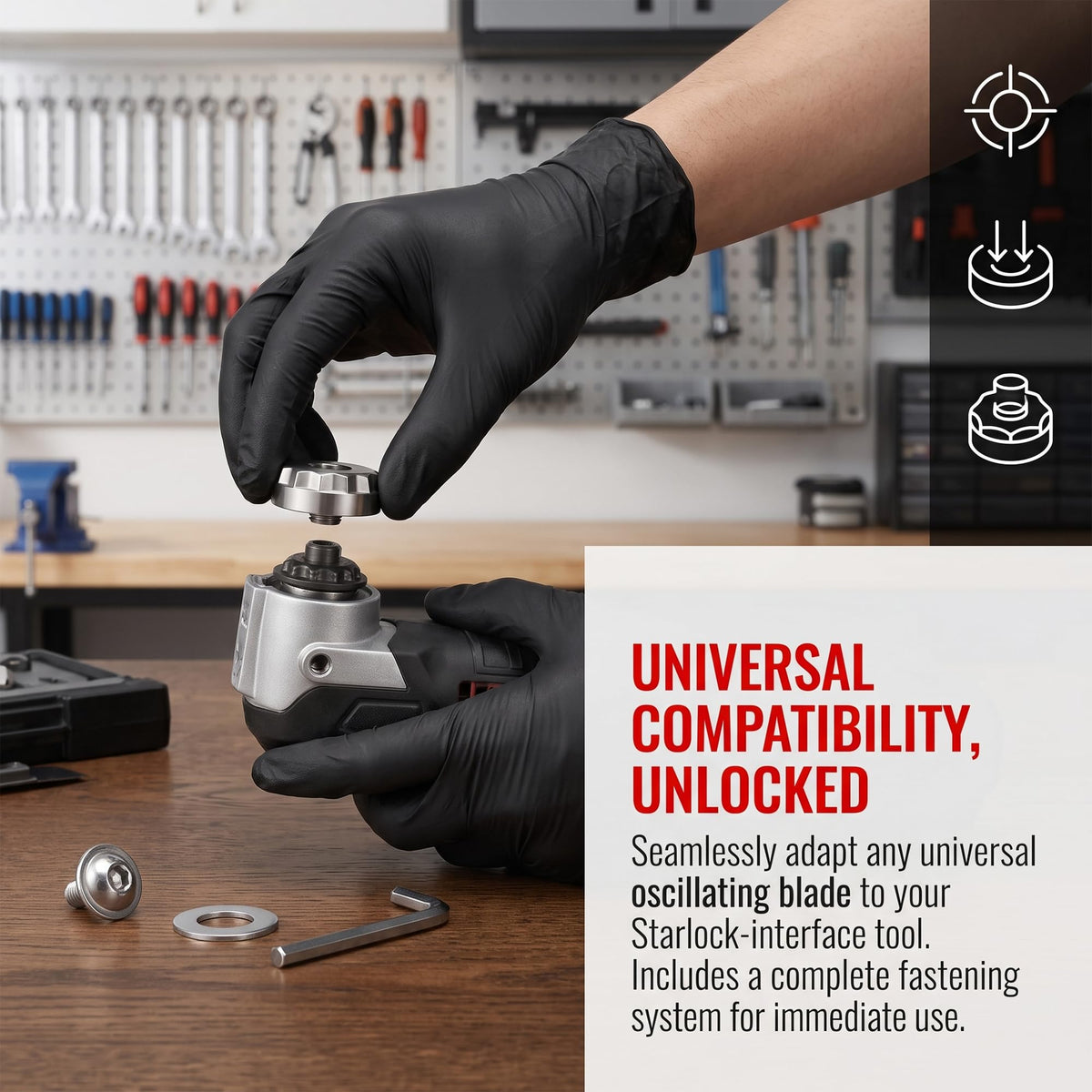 Interface Adapter Compatible with Star-Lock Tools, with1 Screw and 1 Allen Key Fit （Set 1）