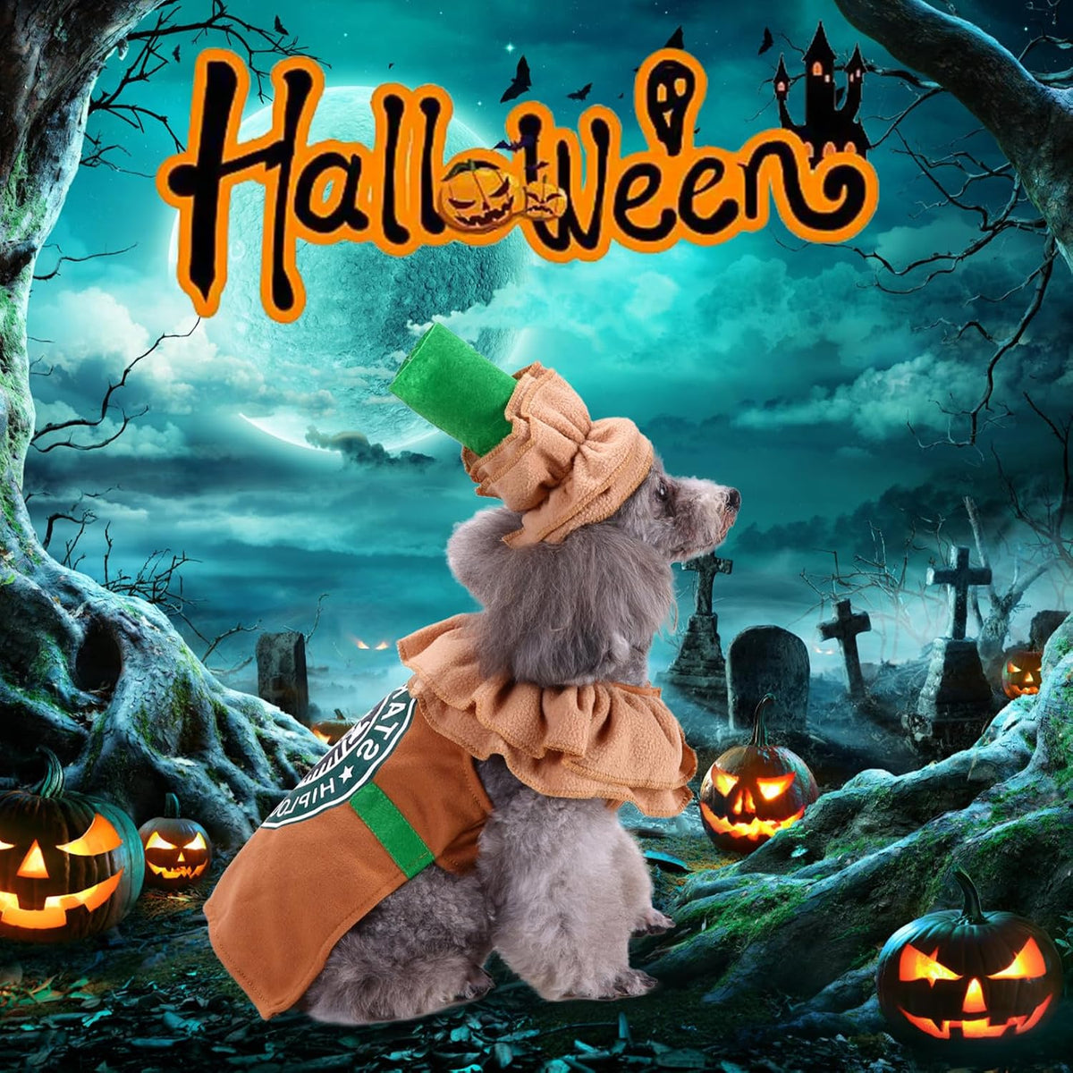 Latte Dog Costumes - Coffee Shop Dog Cosplay Halloween Costumes, Puppy Christmas Party Attire for Medium Small Dogs