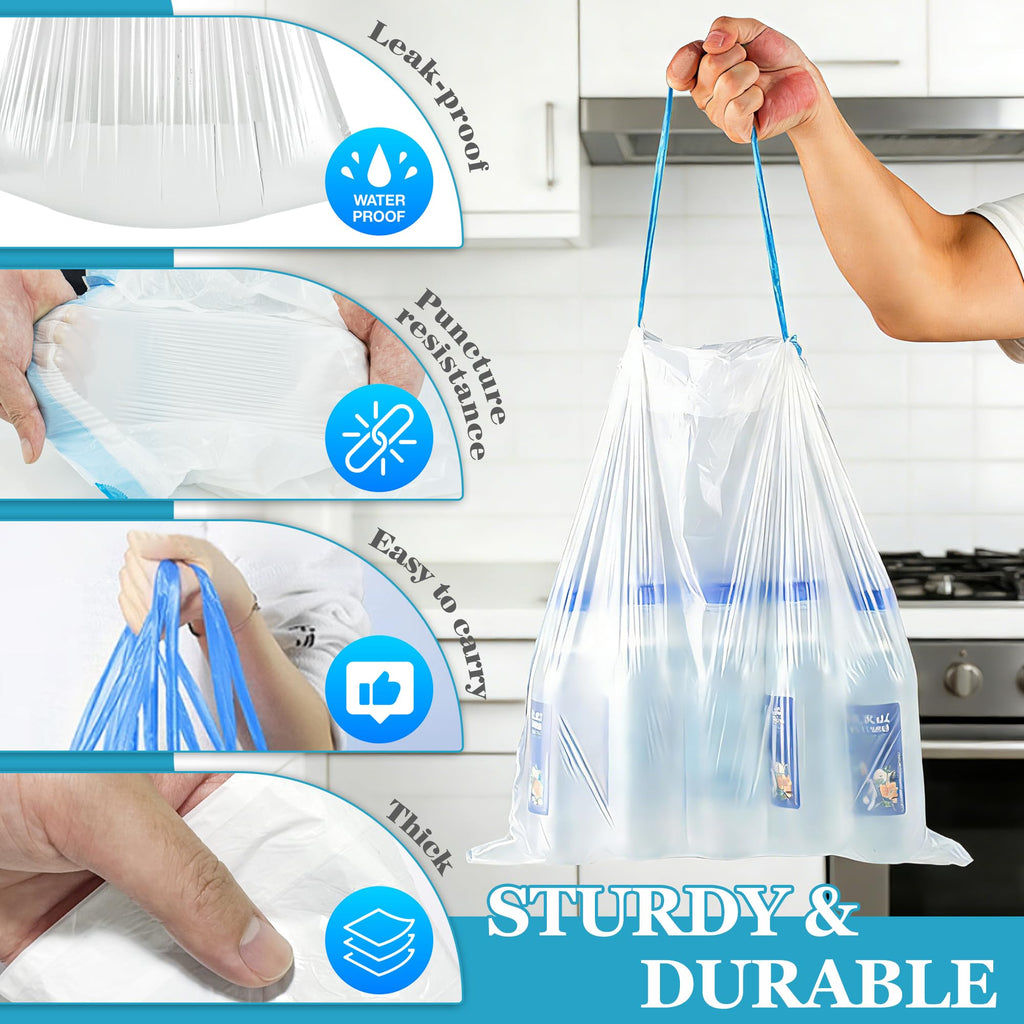 Small Trash Bags 4 Gallon-1000 Count Drawstring Mini Garbage Bags