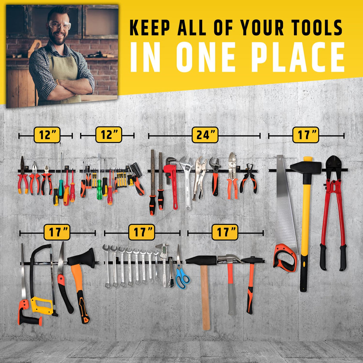 24" Heavy-Duty Magnetic Tool Holder (Upgraded Version) - Extremely Powerful Magnetic Pull Force to Hold Heavy Tools