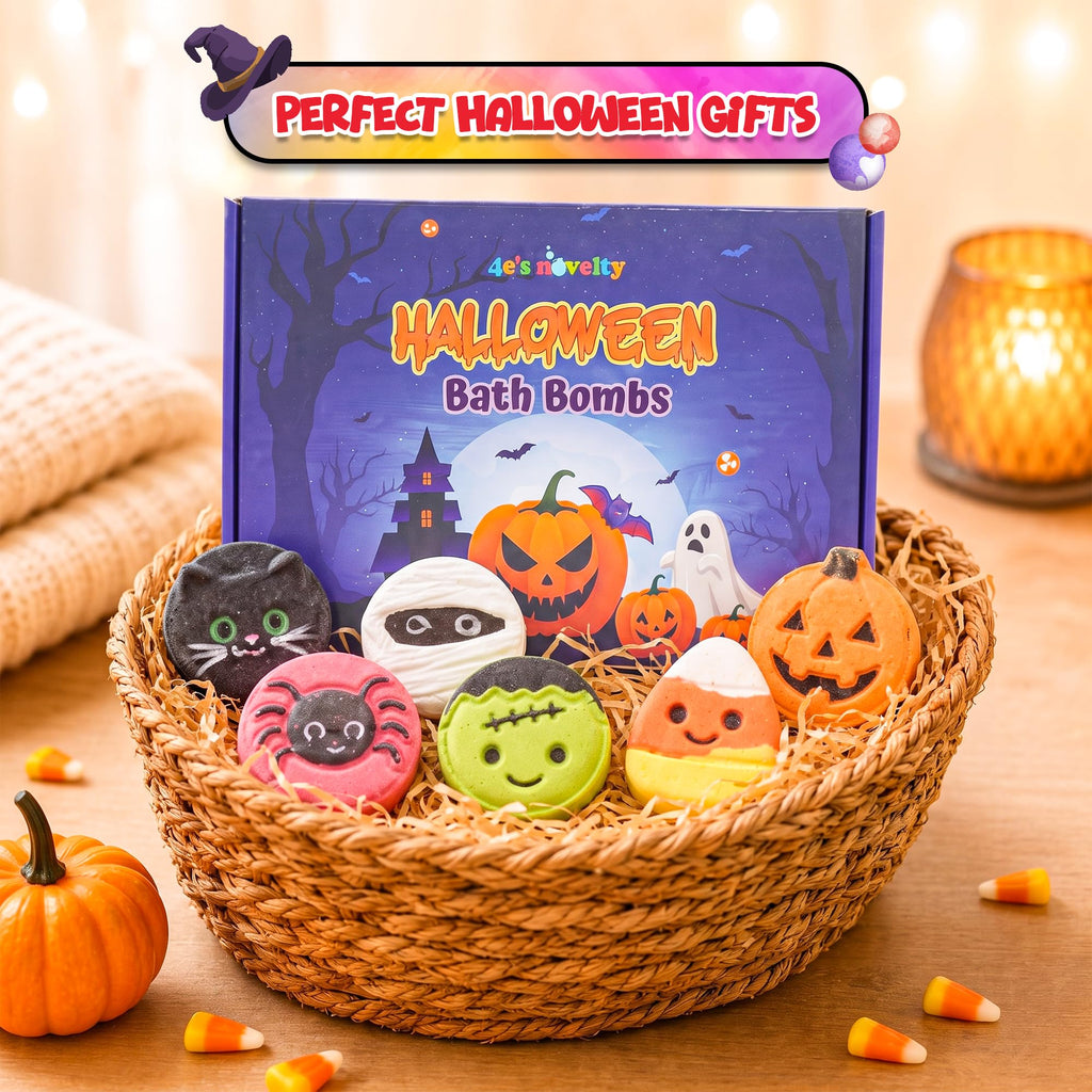 Halloween Bath Bombs, 6 Spooky Designs, Fizzing Bath Bomb Gift Set