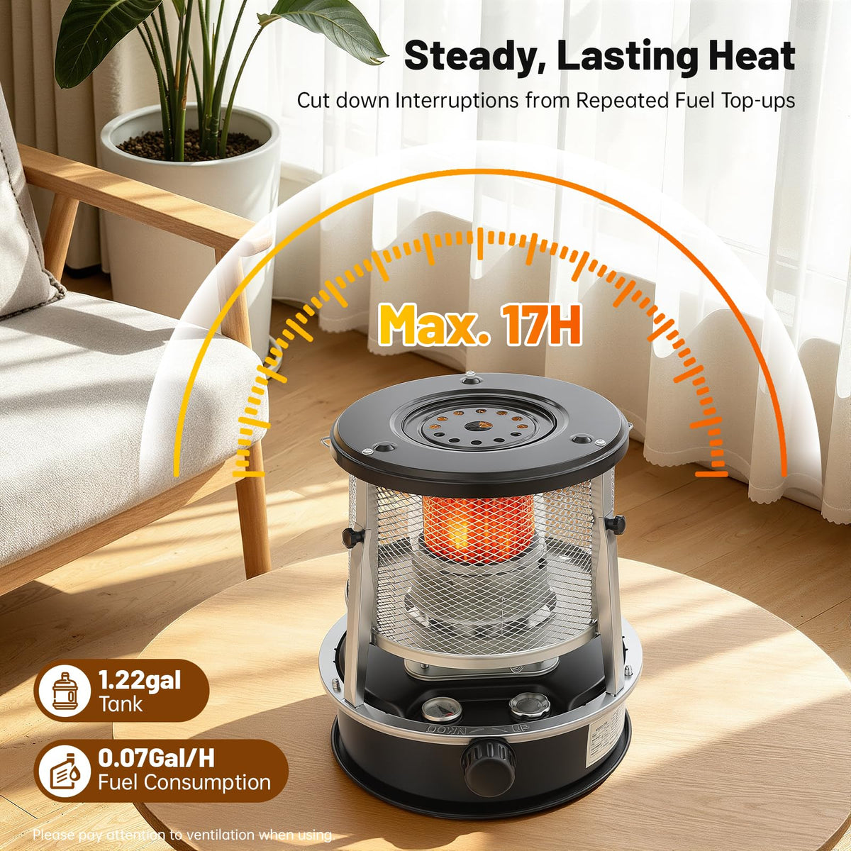 Portable Kerosene Heater with Handle, Outdoor Camping Kerosene Heater