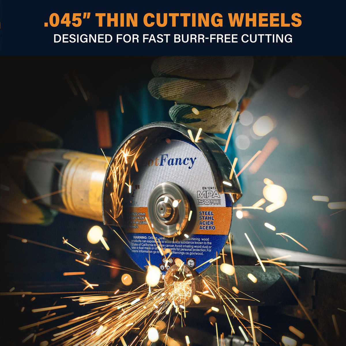 LotFancy Cut Off Wheels 4 1/2 inch, 10 Angle Grinder Cutting Disc, Cutting Wheels for Metal and Stainless Steel, Welding Accessories, Thin Kerf, Flat T1 Cut-Off Tool, 4.5 x .045 x 7/8”