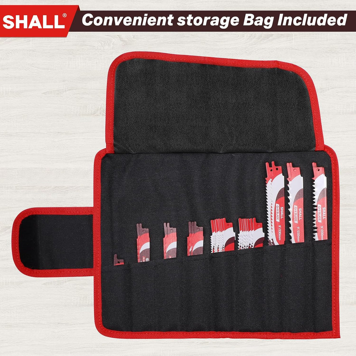 Shall Reciprocating Saw Blades (34pcs) Carbide Steel Replacement Saw Blade Kit for Tree Pruning, for Wood, Metal and Plastic, with Storage Bag