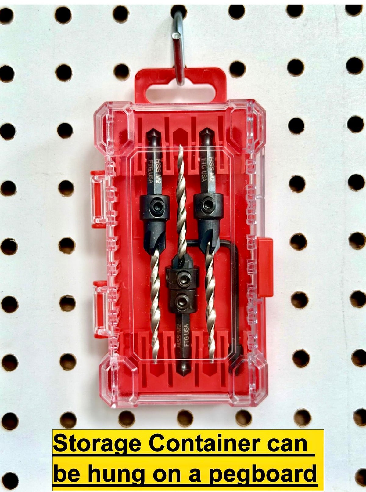 FTG USA 3-Pk #8 (11/64") Countersink Drill Bit Set, 1 Stop, 1 Wrench & Case