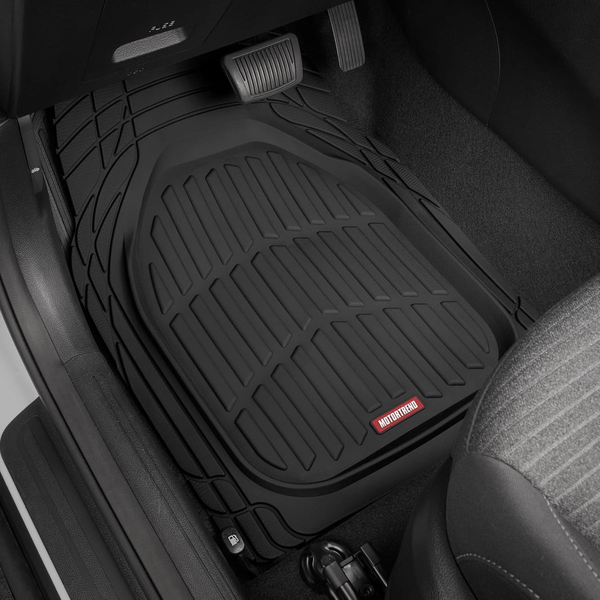 2 Piece Front Car Floor Mats- Black FlexTough Contour Liners-Deep Dish Heavy Duty Rubber Floor Mats for Car SUV Truck