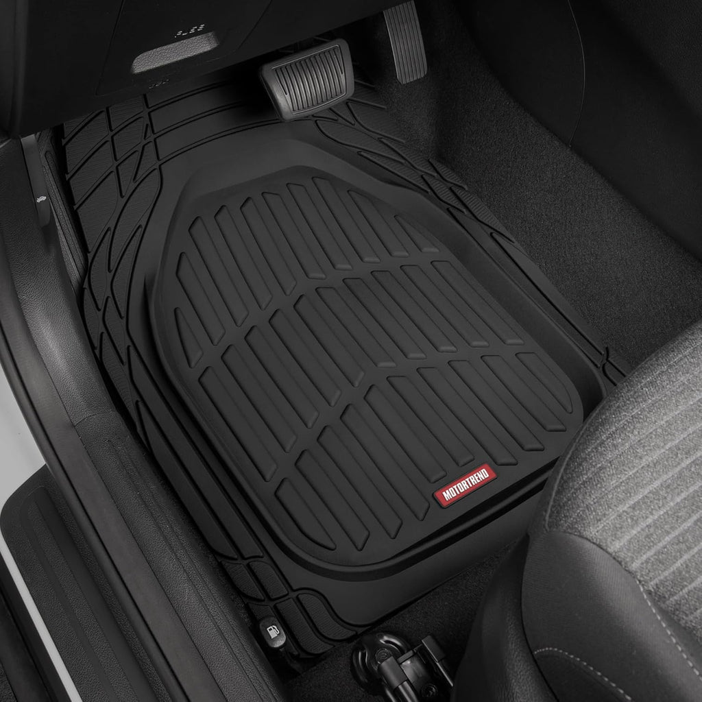 2 Piece Front Car Floor Mats- Black FlexTough Contour Liners-Deep Dish Heavy Duty Rubber Floor Mats for Car SUV Truck