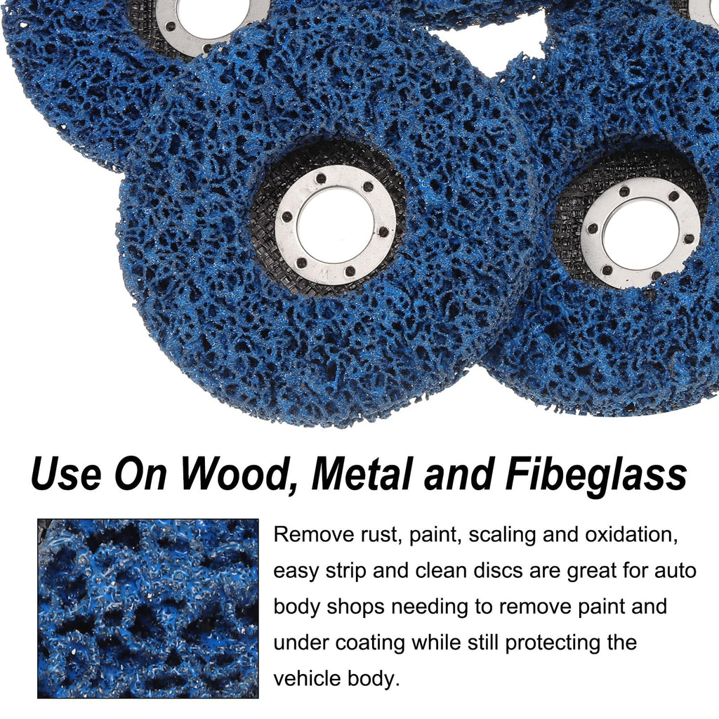 HARFINGTON 5pcs Strip Disc Stripping Wheels 5" x 7/8" Stripping Discs Wheel for Angle Grinder Clean and Remove Paint Coating Rust Welds Oxidation, Blue