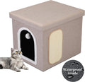 Hidden Cat Litter Box Enclosure with Scratch Pad & Storage Bag Beige