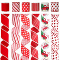Christmas Ribbon Wired 2.5" x 30 Yards Red and White Ribbon