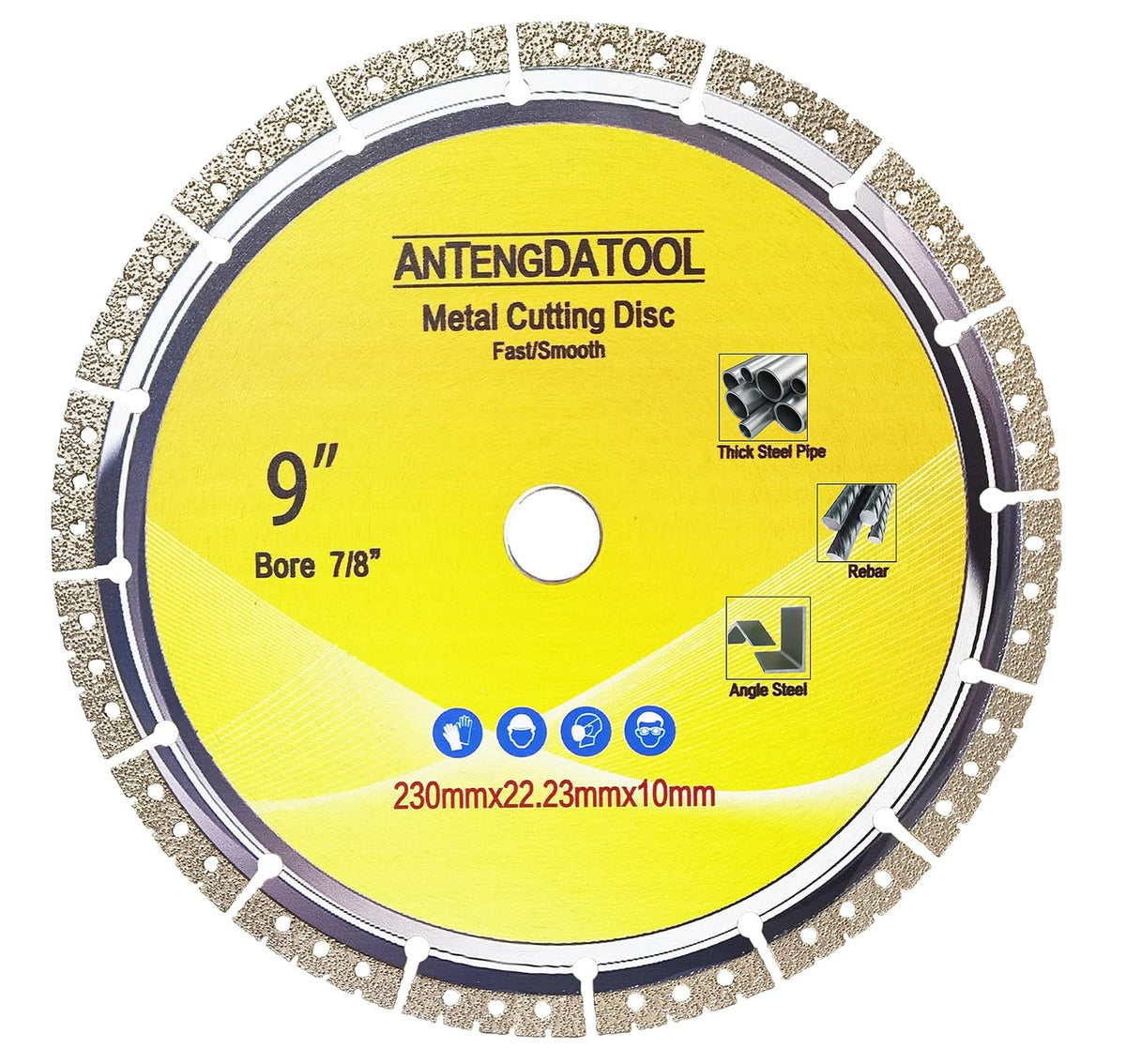 9 Inch Metal Cutting Diamond Blade, 230mm Cut Off Wheel 7/8"-5/8" Arbor for Cast Iron Rebar Carbide Stainless Steel by ANTENGDATOOL