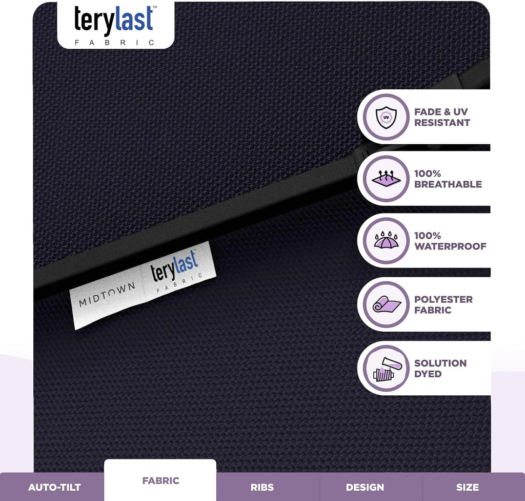 Lean - 9 Ft Patio Umbrella, Navy Blue Canopy